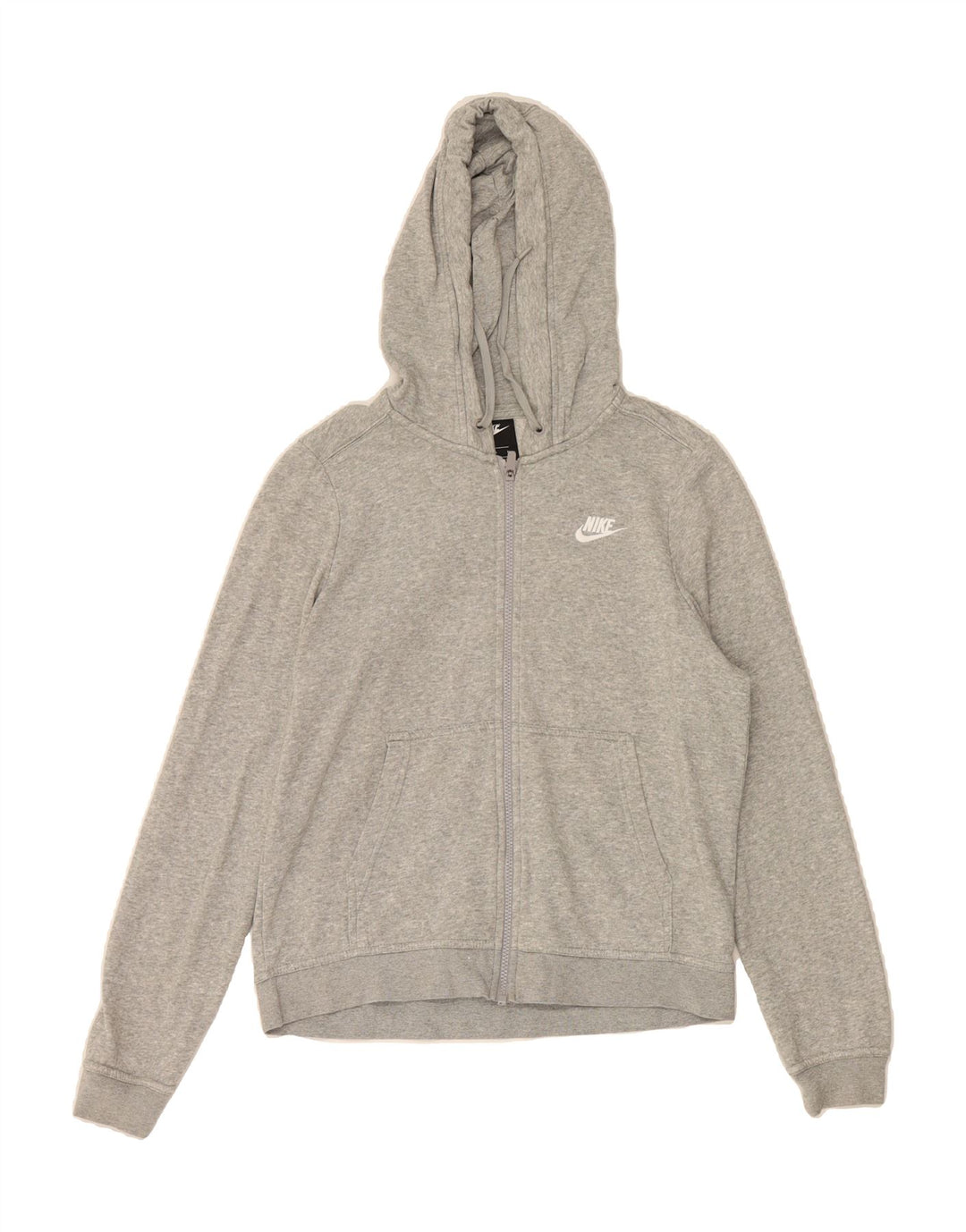 NIKE Womens Zip Hoodie Sweater UK 14 Medium Grey Cotton Vintage Nike and Second-Hand Nike from Messina Hembry 