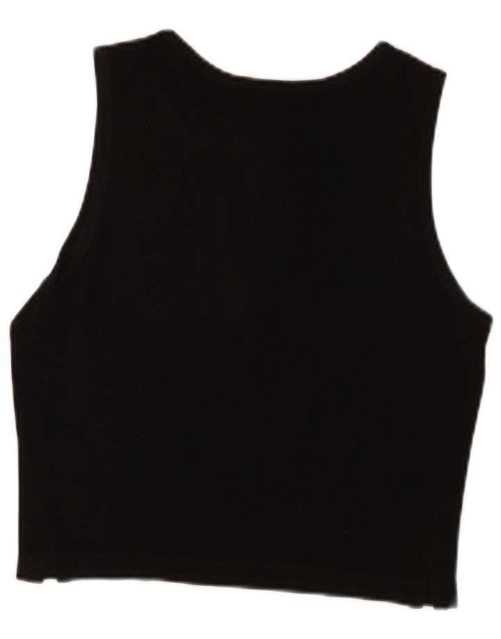 Lacoste Damen Crop Vest Top Größe 36 Small Schwarze Baumwolle
