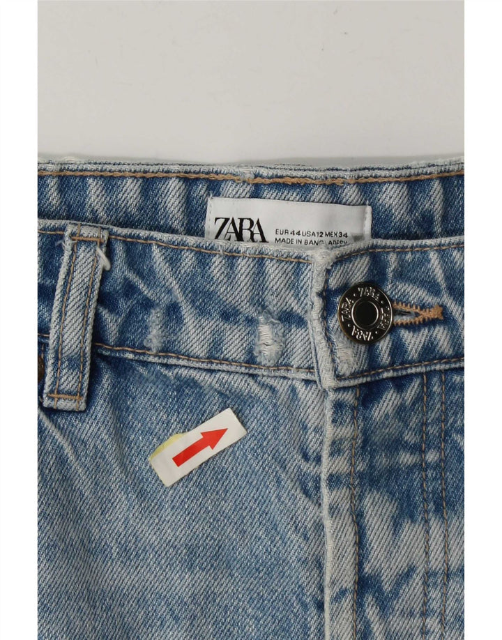 Zara Damen Distressed Denim Shorts EU 44 XL W34 Blau