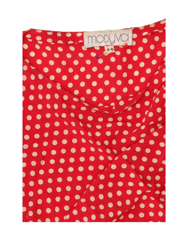 Modyva Damen Langarm-Hemdkleid IT 44 Mittelrot gepunktet