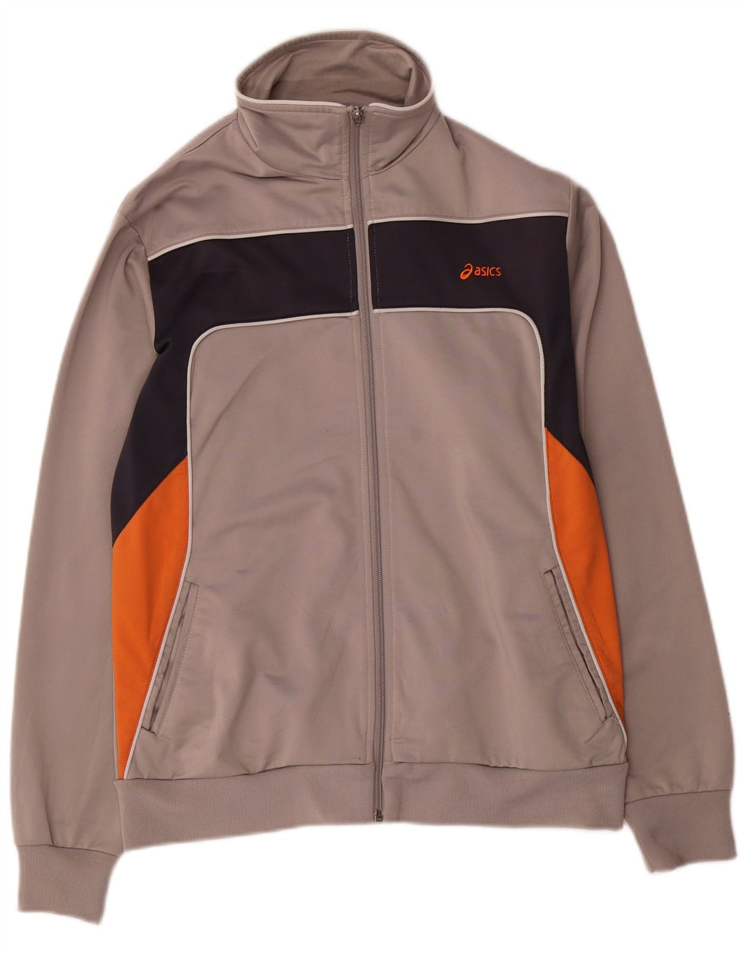 Asics Herren-Trainingsanzugoberteil, Jacke, Größe S, Grau, Farbblock