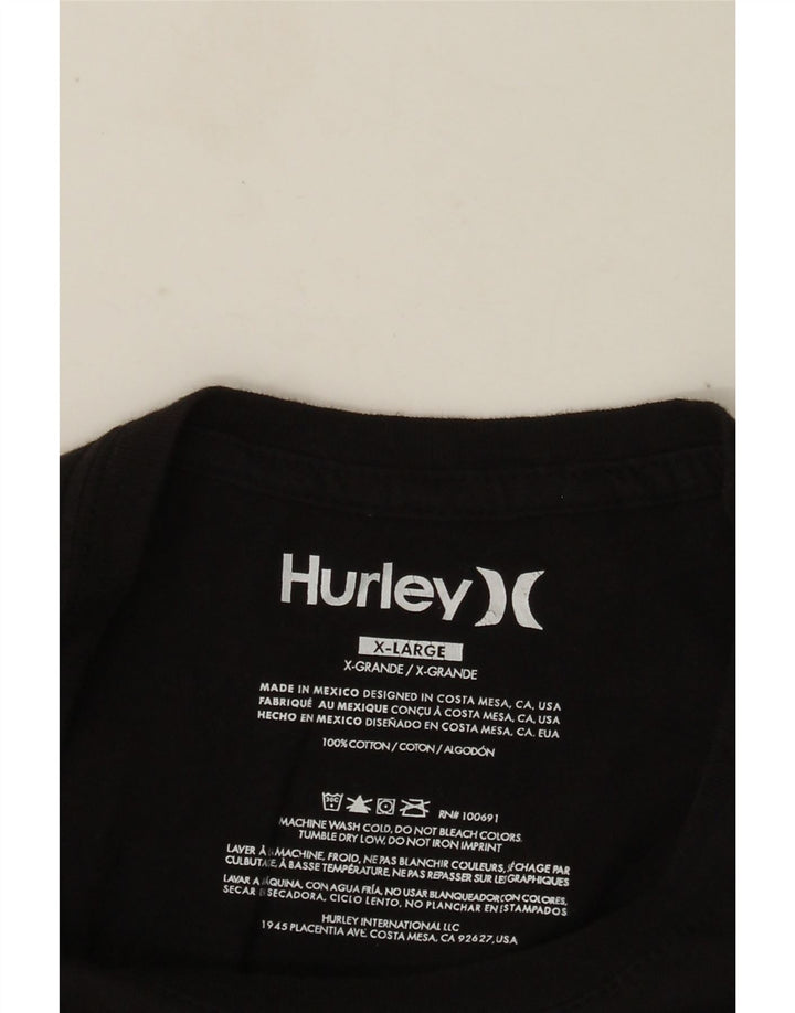 Hurley Herren Grafik-T-Shirt-Oberteil XL aus schwarzer Baumwolle
