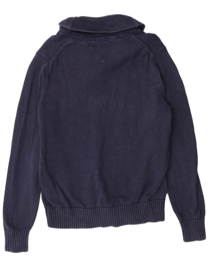 TOMMY HILFIGER Herren-Pullover mit Schalkragen, Größe S, marineblaue Baumwolle