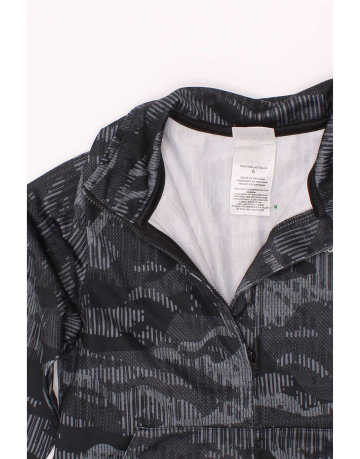 Adidas Jungen-Trainingsanzug-Top-Jacke, 5–6 Jahre, graues Camouflage-Polyester