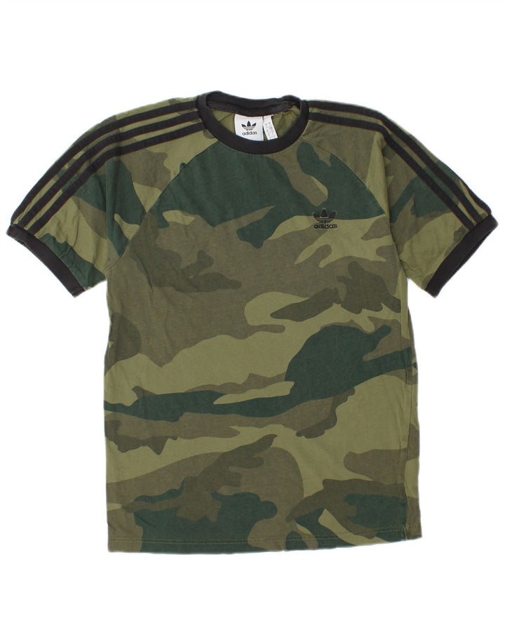 ADIDAS Herren T-Shirt Top Small Khaki Camouflage Baumwolle