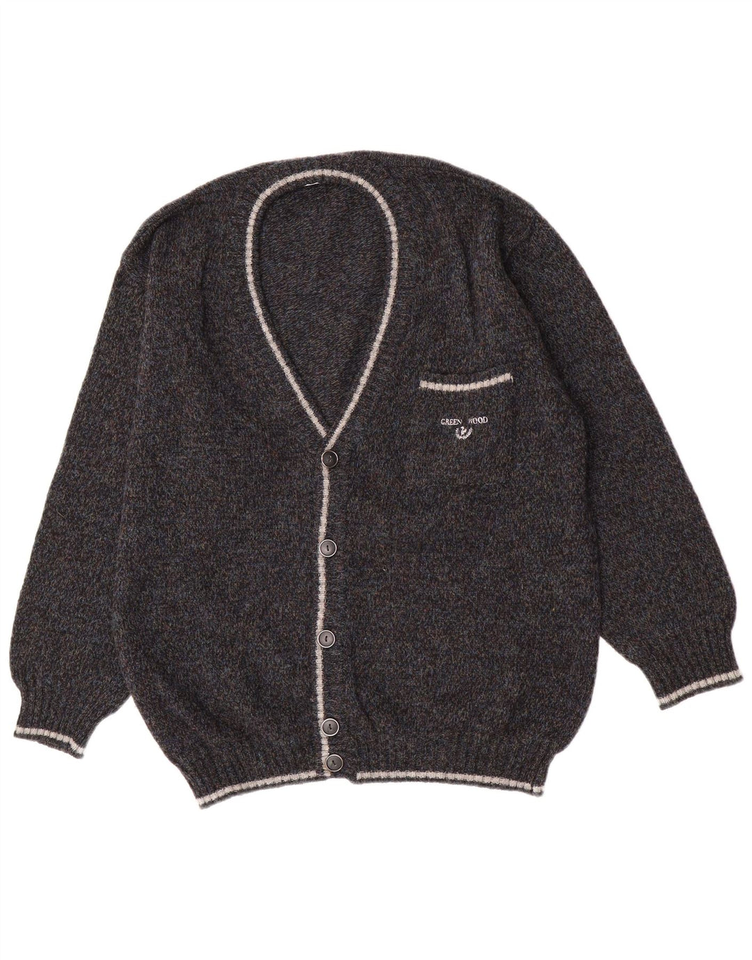 Vintage Herren Cardigan Pullover IT 54 XL Graue Wolle