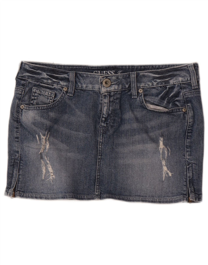 Guess Distressed Mini-Jeansrock für Damen, W29, mittelblaue Baumwolle