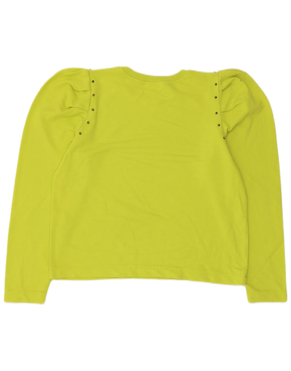 Zara Damen Crop Sweatshirt Pullover UK 14 Mittelgrüne Baumwolle