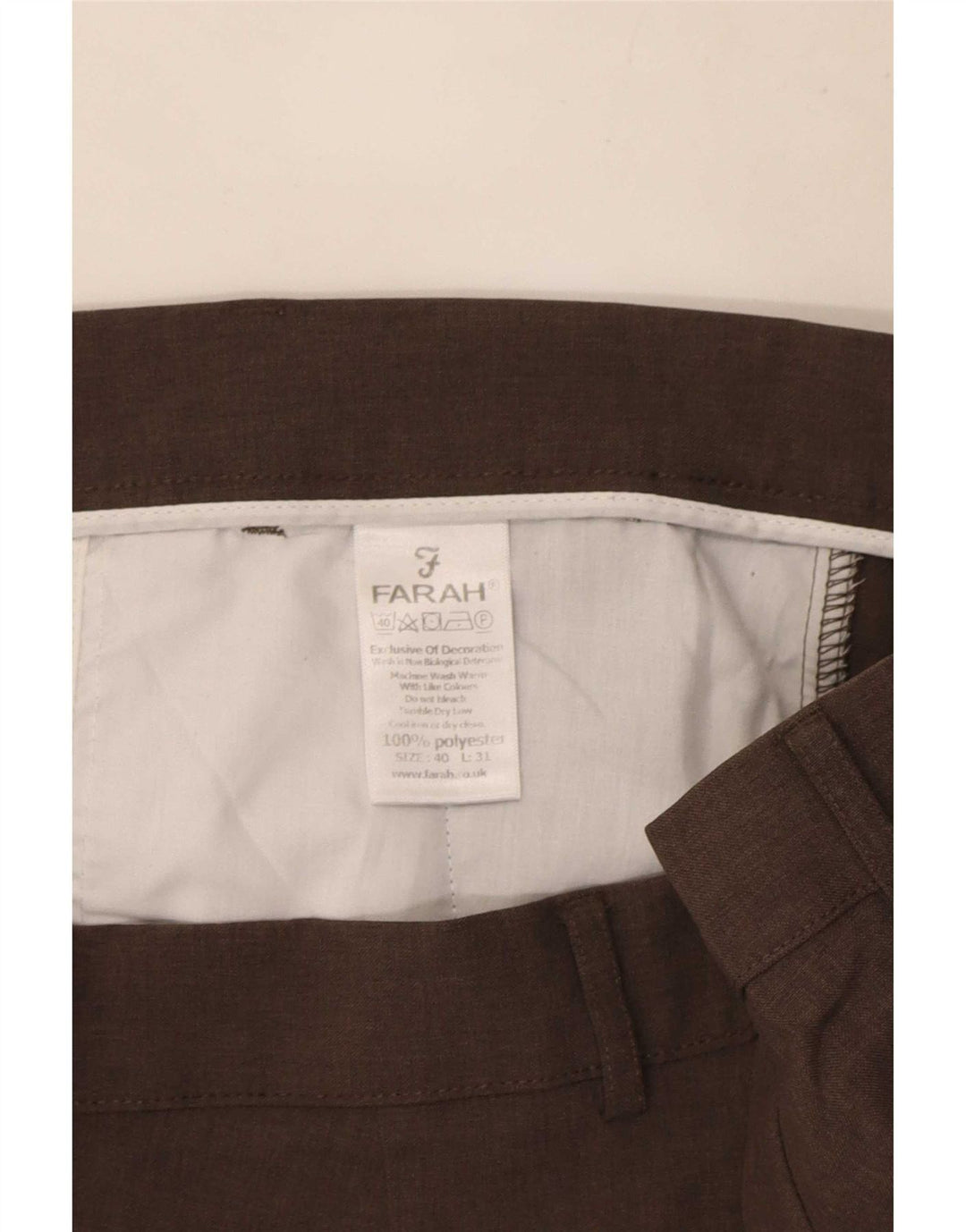 Farah Gerade Herren-Chinohose W40 L31 Braunes Polyester