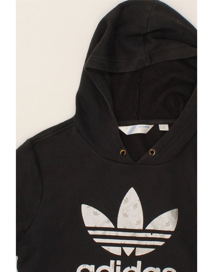 ADIDAS Womens Graphic Hoodie Jumper EU 38 Medium Black Cotton Vintage Adidas and Second-Hand Adidas from Messina Hembry 