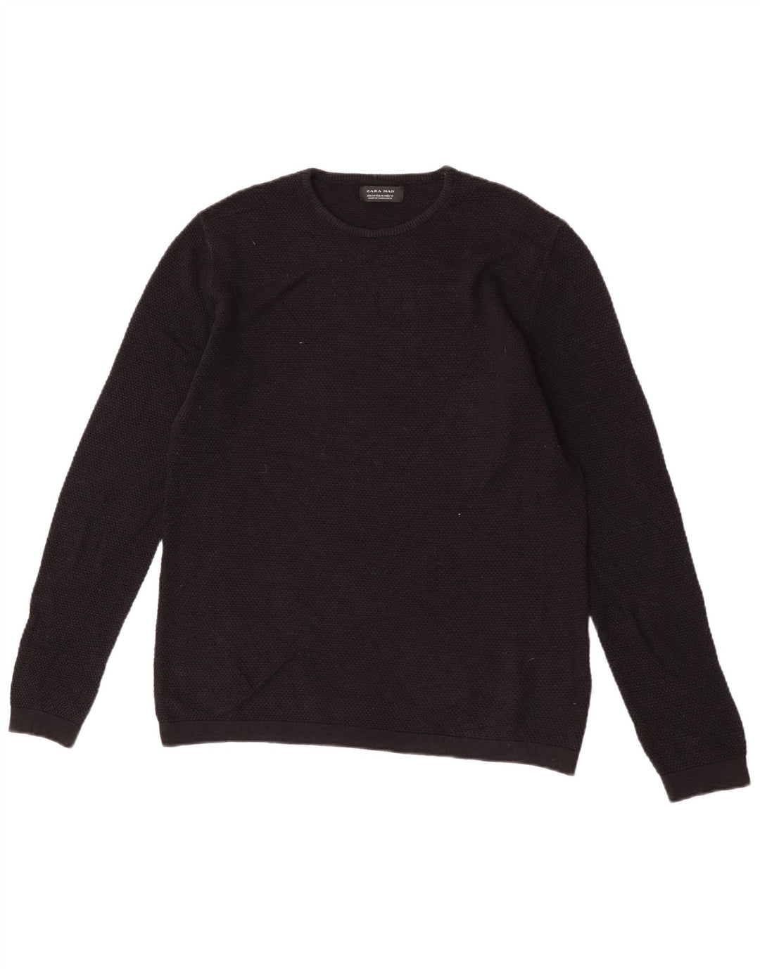 Zara Herren-Pullover mit Rundhalsausschnitt, Mittelschwarz