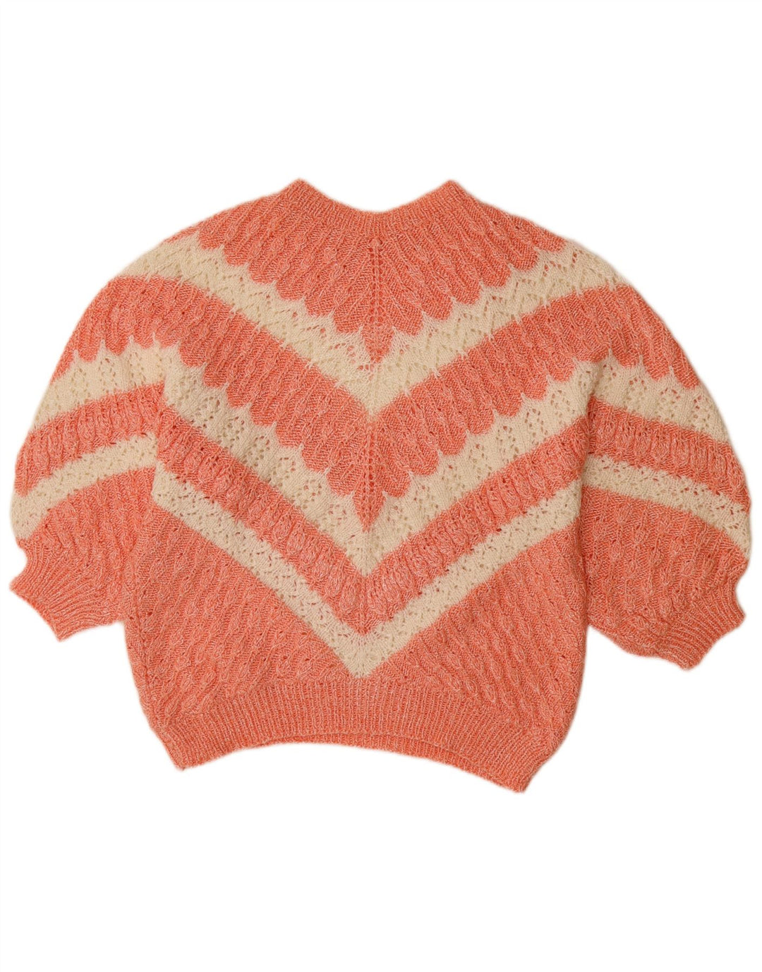 VINTAGE Damen-Pullover mit U-Boot-Ausschnitt, UK 14, großes orangefarbenes Chevron