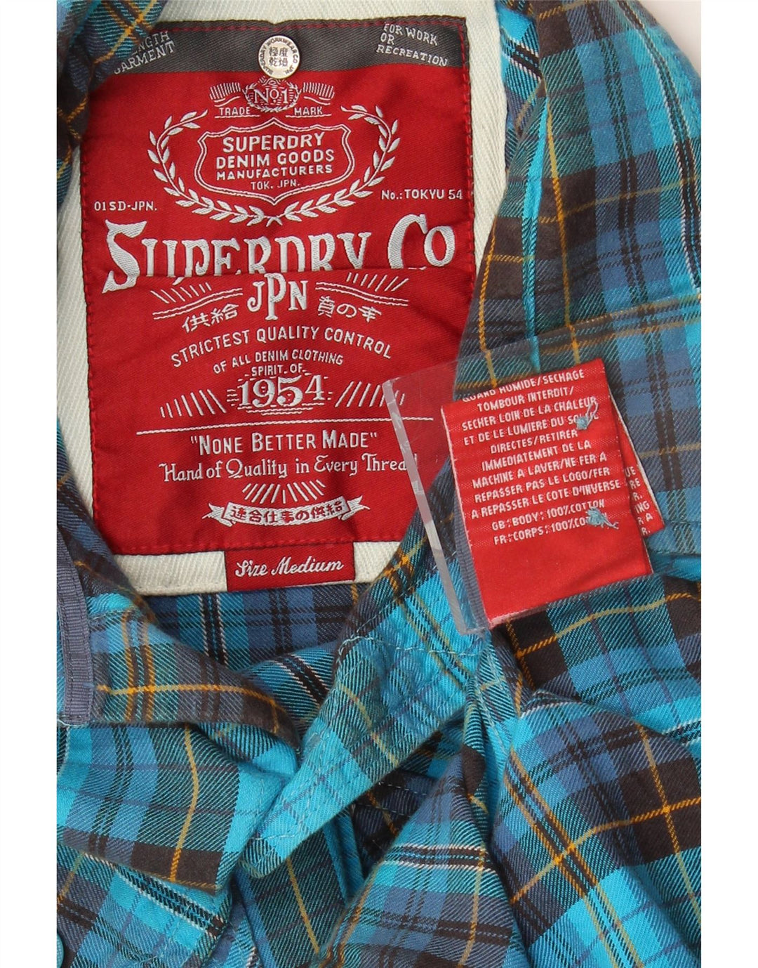 Superdry Herren-Flanellhemd aus mittelblau karierter Baumwolle