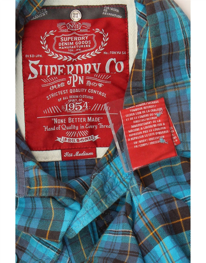 Superdry Herren-Flanellhemd aus mittelblau karierter Baumwolle