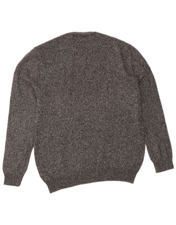 Jack Wills Herren-Pullover mit Rundhalsausschnitt, groß, grau gefleckte Merinowolle