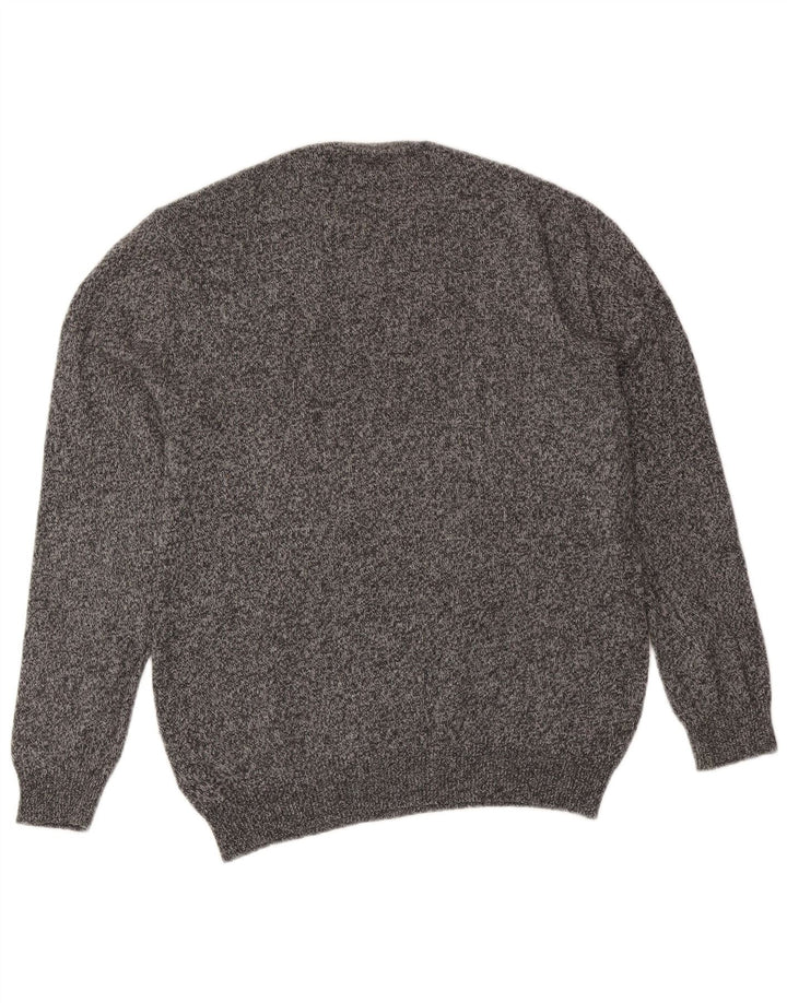 Jack Wills Herren-Pullover mit Rundhalsausschnitt, groß, grau gefleckte Merinowolle