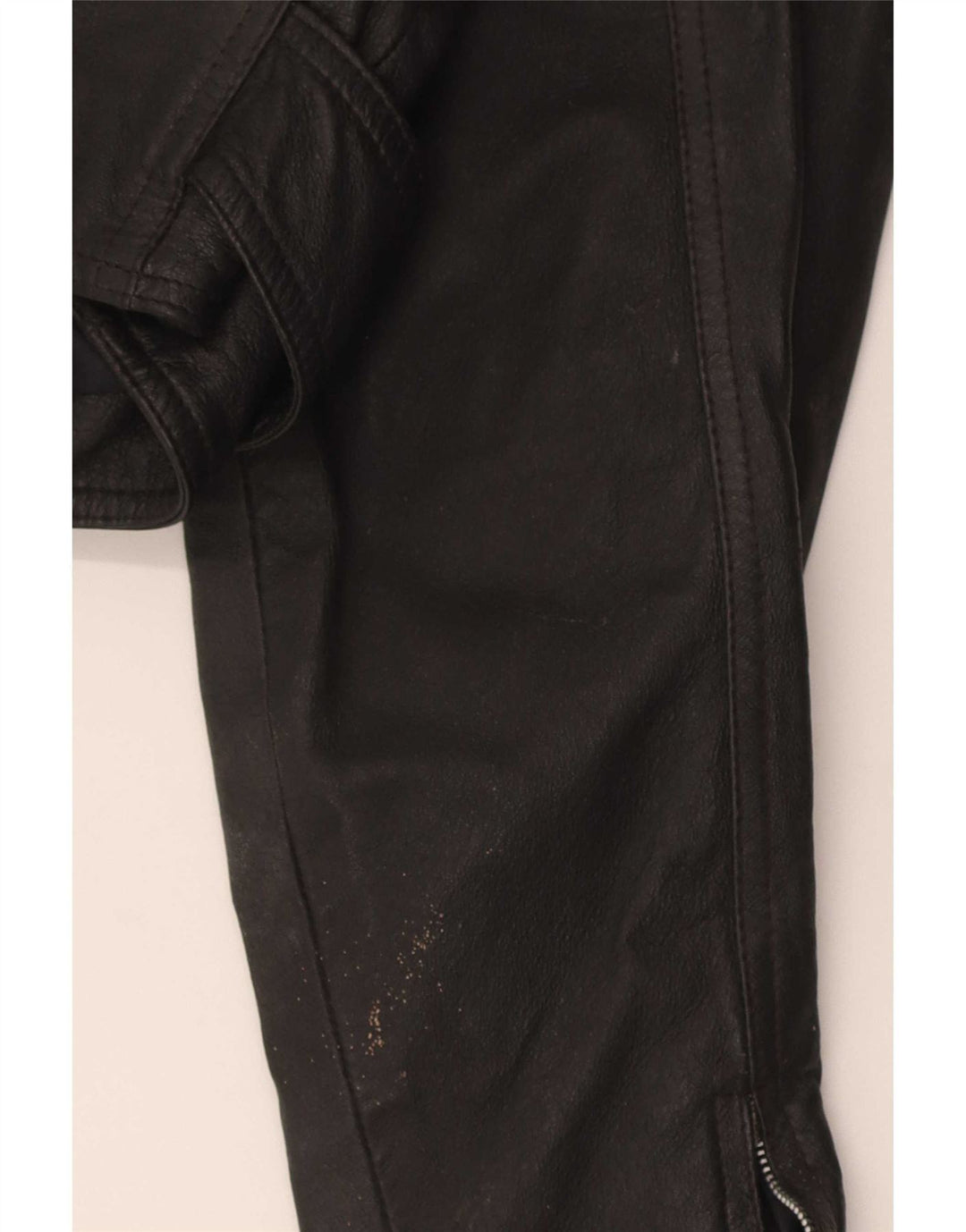 Vintage Damen Crop Leder Bikerjacke UK 10 Kleines schwarzes Leder