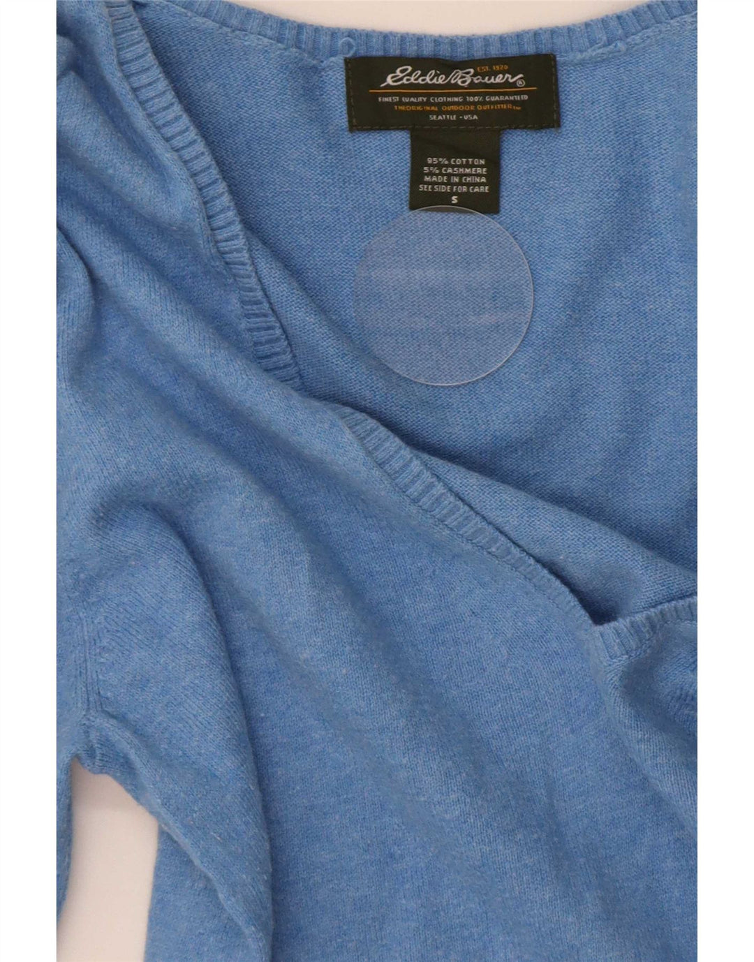 Eddie Bauer Herren-Pullover mit V-Ausschnitt, Größe S, blaue Baumwolle