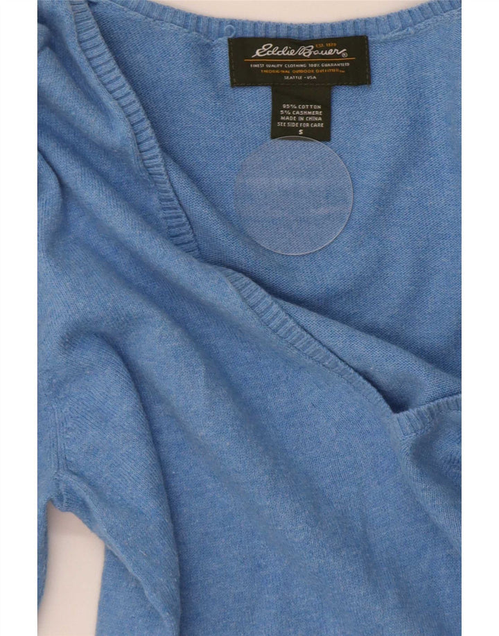 Eddie Bauer Herren-Pullover mit V-Ausschnitt, Größe S, blaue Baumwolle