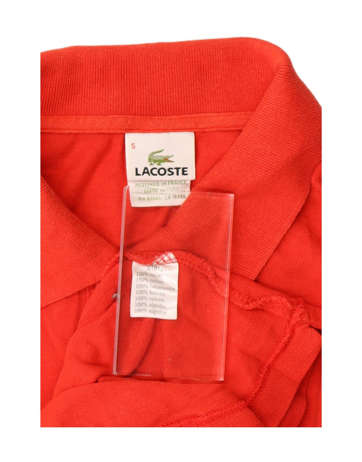 LACOSTE Mens Polo Shirt Size 5 Large Red Cotton