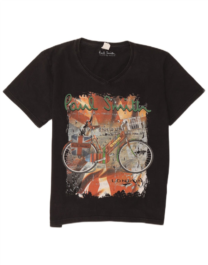 Paul Smith Herren-T-Shirt mit Grafik, groß, aus schwarzer Baumwolle