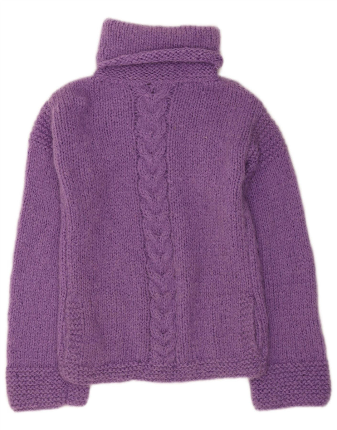 Vintage Damen Rollkragenpullover Pullover UK 12 Mittellila Wolle