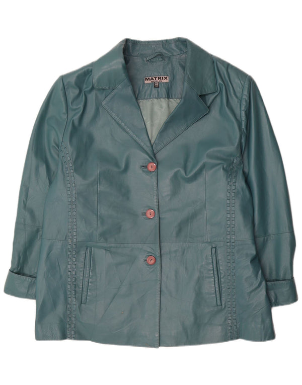 Vintage Damen Lederjacke EU 48 2XL Grünes Leder