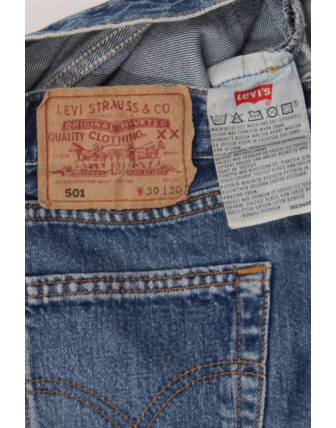 Levi's Damen 501 Jeansshorts W30 mittelblaue Baumwolle