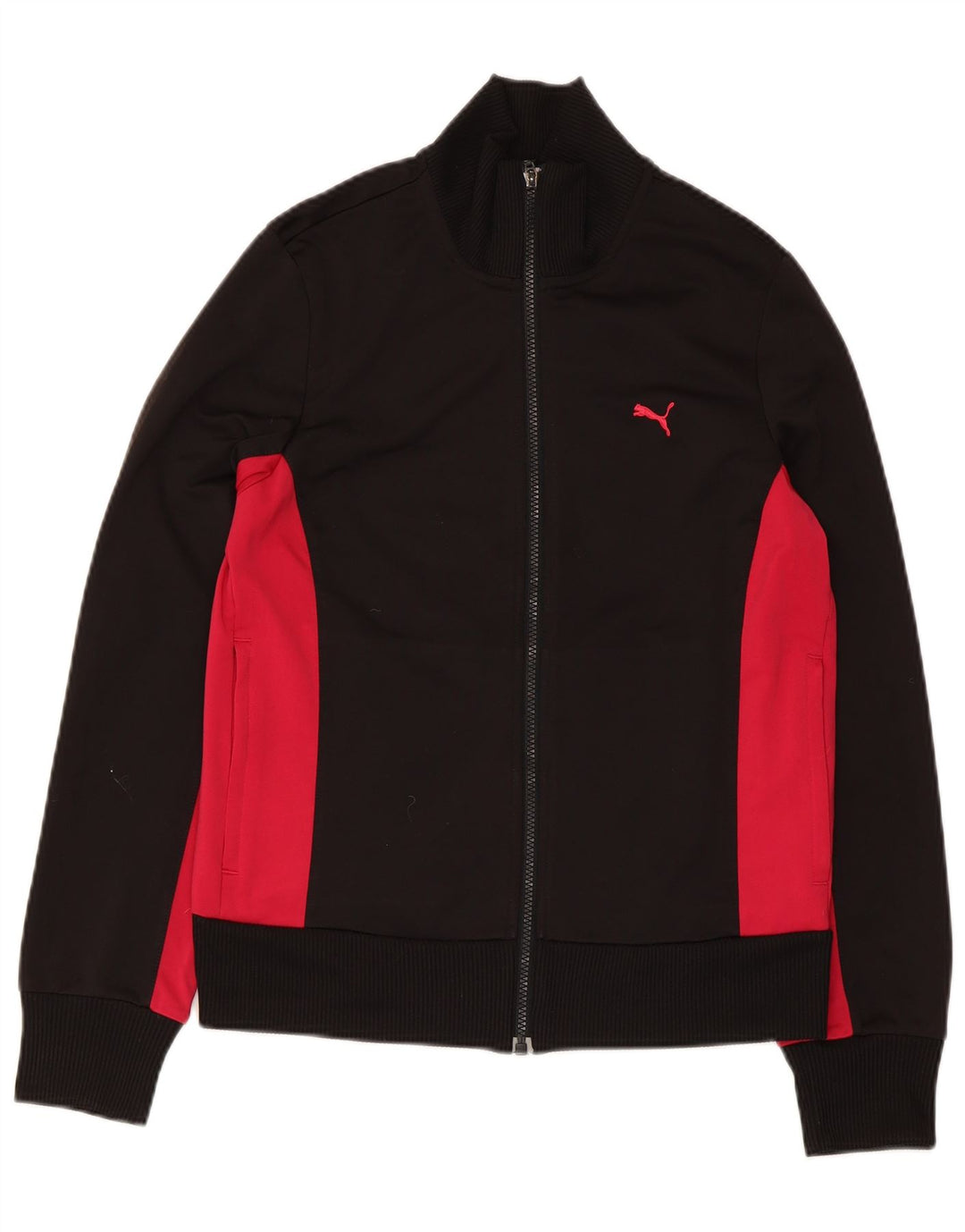 Puma Damen-Trainingsanzug-Top-Jacke, UK 14, groß, schwarzes Farbblock-Polyester