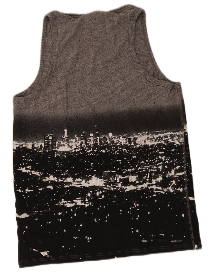 Superdry Herren Grafik-Weste-Top XL aus grauer Colourblock-Baumwolle