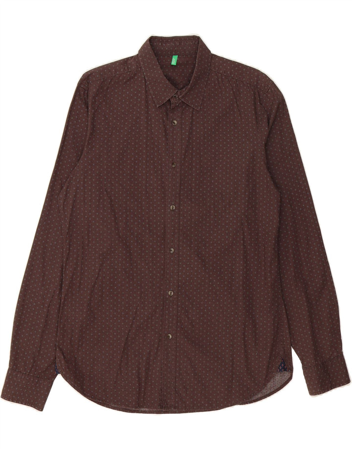 BENETTON Mens Shirt Medium Brown Spotted Vintage Benetton and Second-Hand Benetton from Messina Hembry 