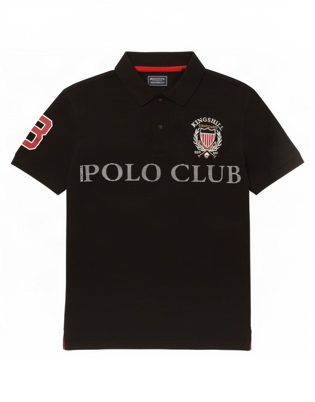 Herren-Poloshirt mit Grafik, Größe S, schwarze Baumwolle