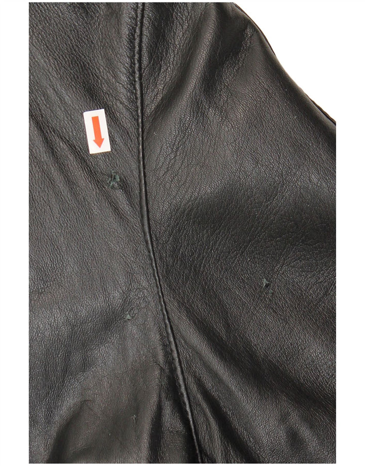 Vintage Damen Übergroßer Ledermantel UK 10 Kleines schwarzes Leder