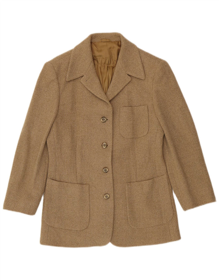 Henry Cottons Damen-Blazerjacke mit 4 Knöpfen, IT 46, große beige Wolle