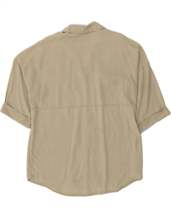 ZARA Womens Oversized Short Sleeve Shirt UK 10 Small Khaki Vintage Zara and Second-Hand Zara from Messina Hembry 