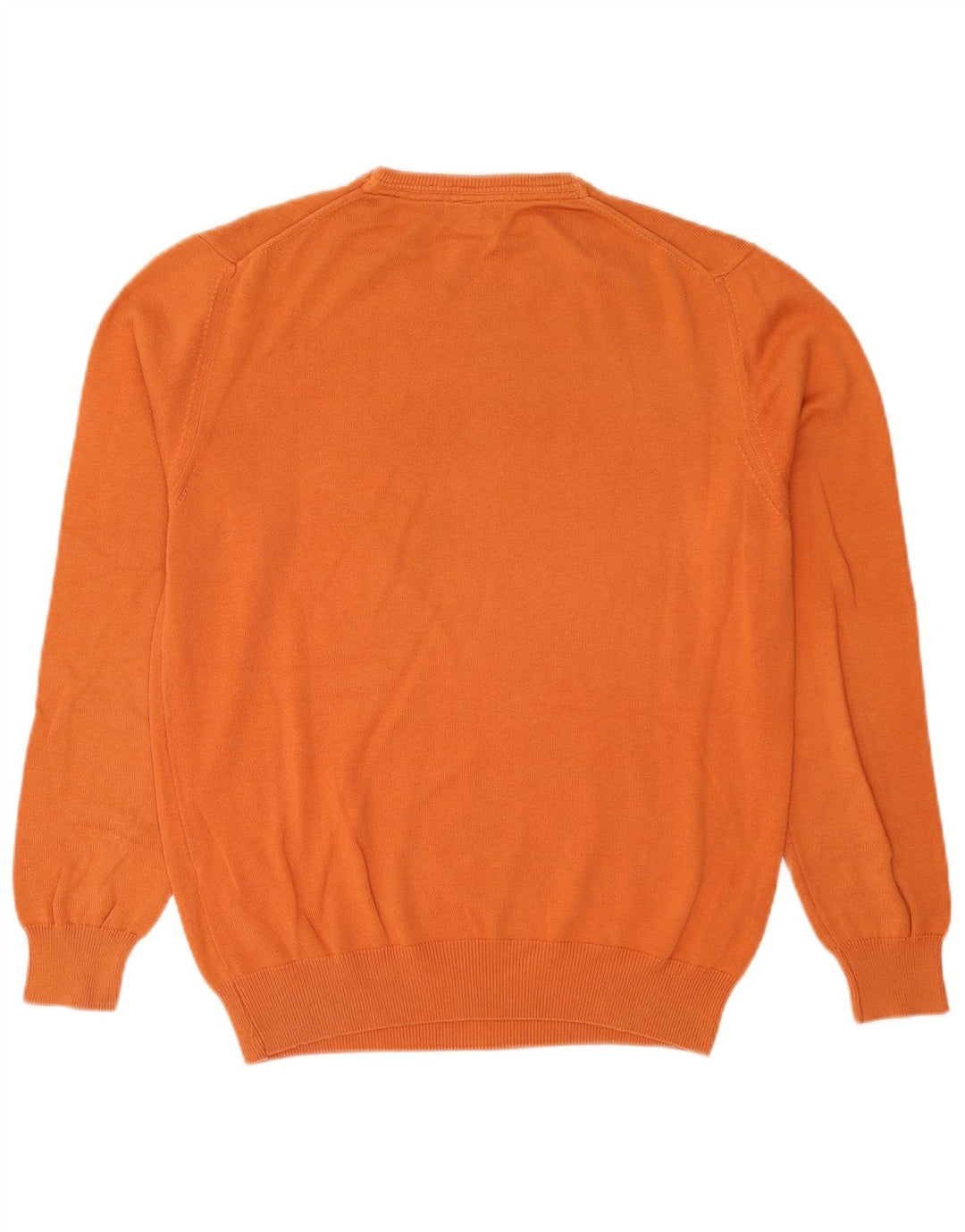 Massimo Dutti Herren-Pullover mit Rundhalsausschnitt, mittelorange Baumwolle