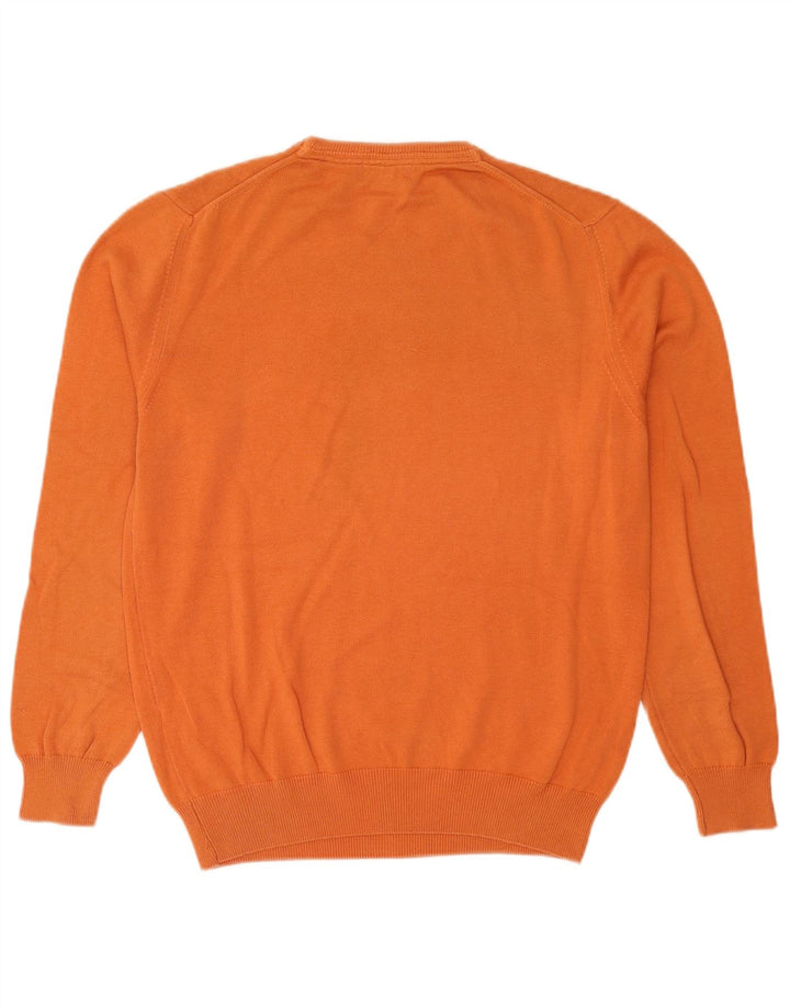 Massimo Dutti Herren-Pullover mit Rundhalsausschnitt, mittelorange Baumwolle