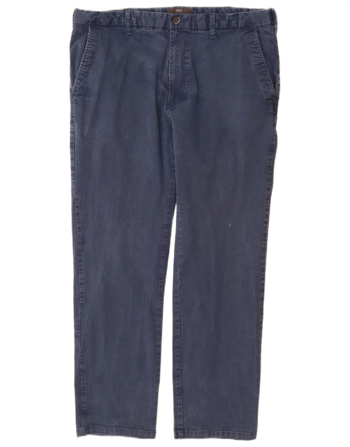 Marks & Spencer Herren-Chinohose mit normaler Passform, W38 L31, marineblaue Baumwolle