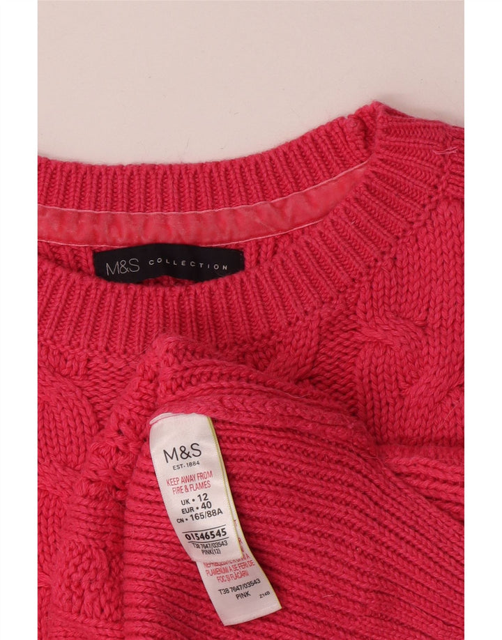 Marks & Spencer Damen-Pullover mit U-Boot-Ausschnitt, UK 12, mittelrosa, Baumwolle