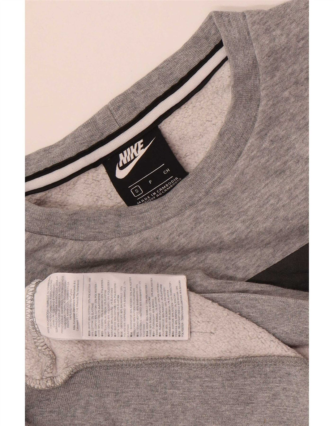 Nike Herren-Sweatshirt mit Grafik, Größe S, Grau, Colourblock-Baumwolle