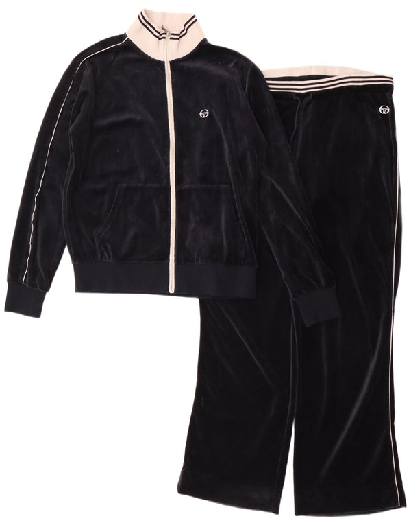 Sergio Tacchini Womens Velour Full Tracksuit IT 48 XL Black Colourblock