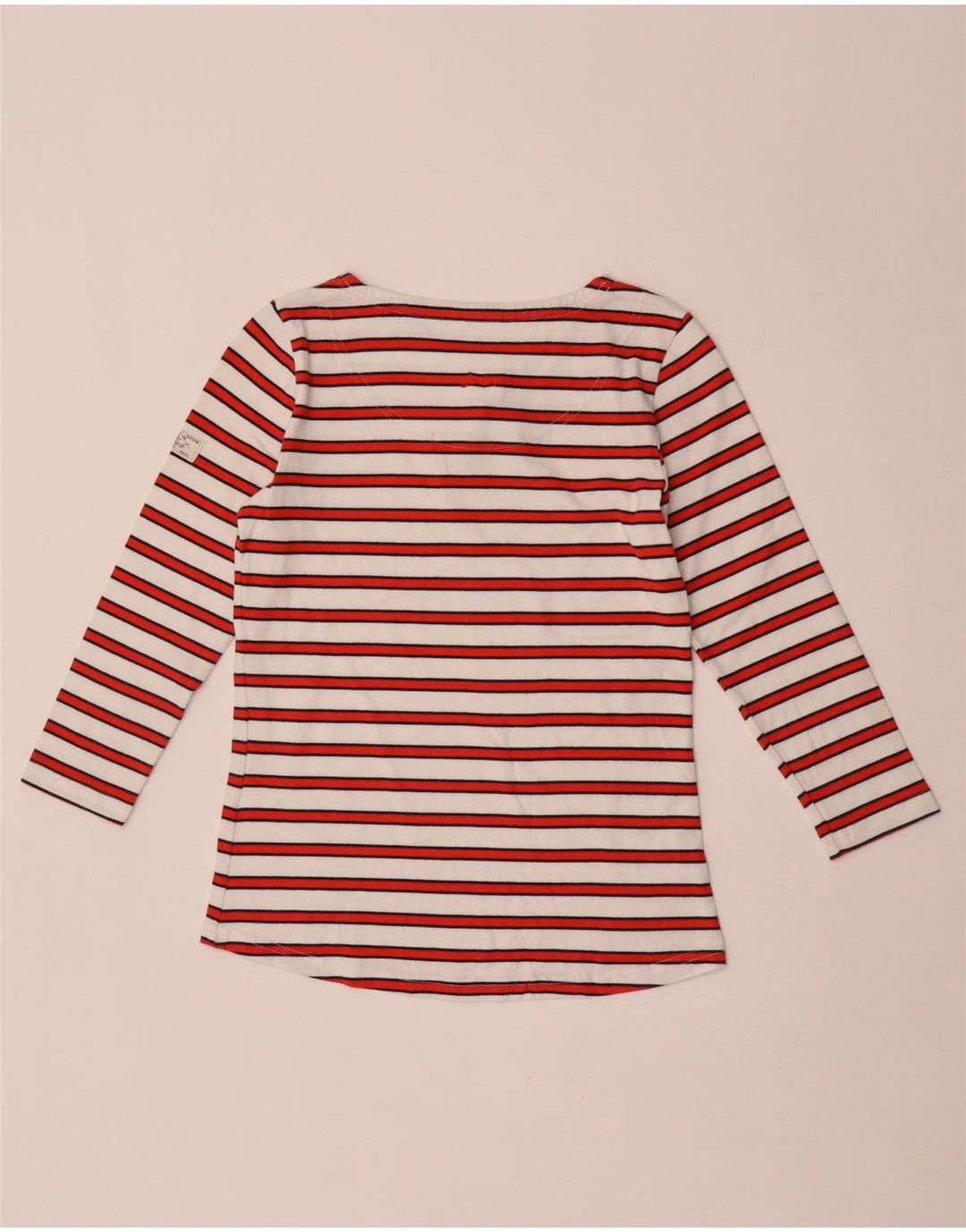 Joules Damen-Top, 3/4-Ärmel, UK-Größe 8, Größe S, weiß, gestreift, Baumwolle