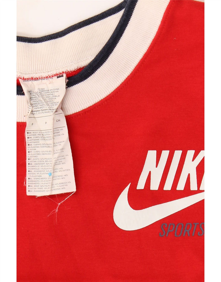 NIKE Womens Oversized Crop Sweatshirt Jumper UK 10 Small Red Polyester Vintage Nike and Second-Hand Nike from Messina Hembry 