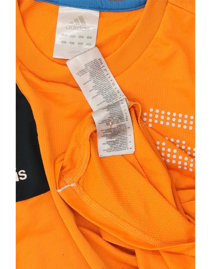 Adidas Herren Grafik-T-Shirt-Oberteil, großes orangefarbenes Colourblock-Polyester