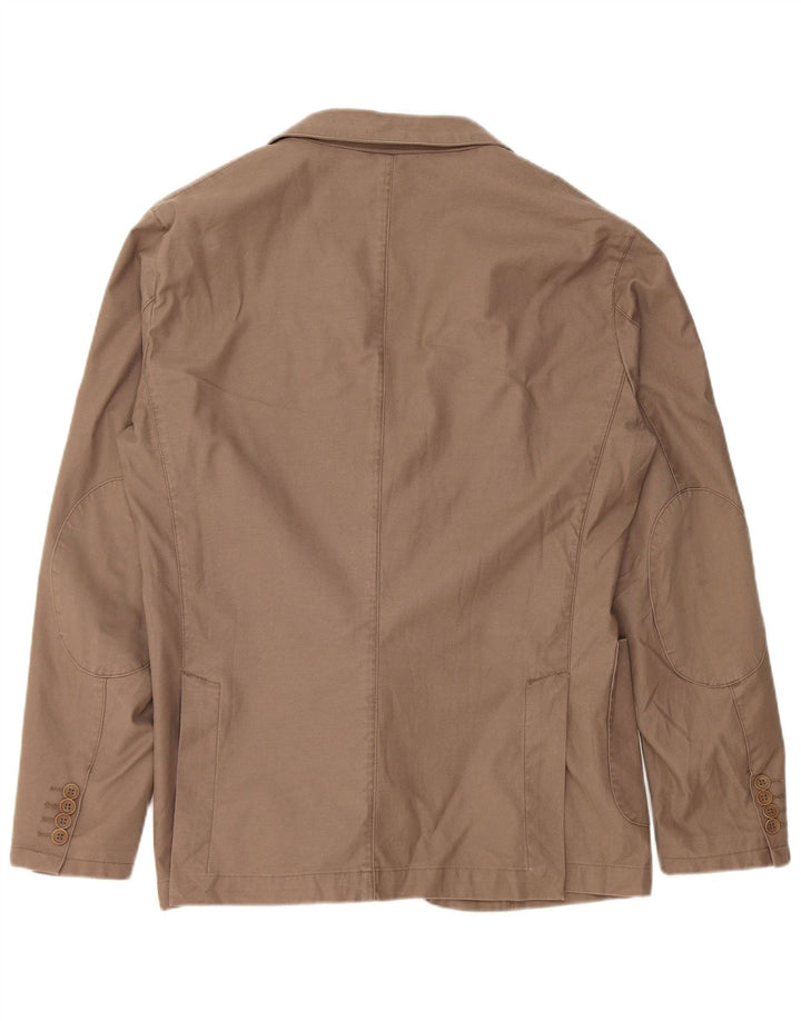 Benetton Herren 2-Knopf-Blazerjacke IT 52 XL Beige Baumwolle