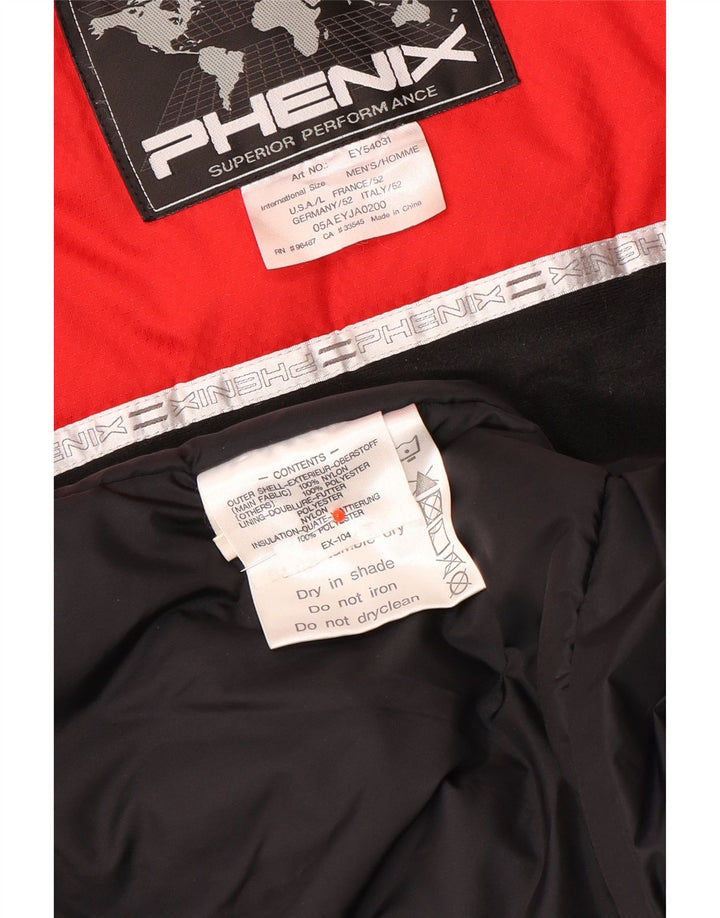 Phenix Herren-Skijacke mit Kapuze, UK 40, großes rotes Colourblock-Nylon