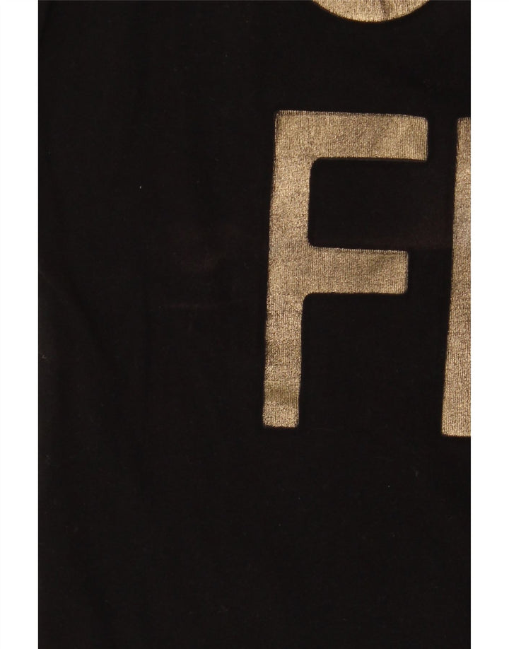 Trussardi Jeans Damen Grafik-T-Shirt-Oberteil UK 14 Medium Schwarz