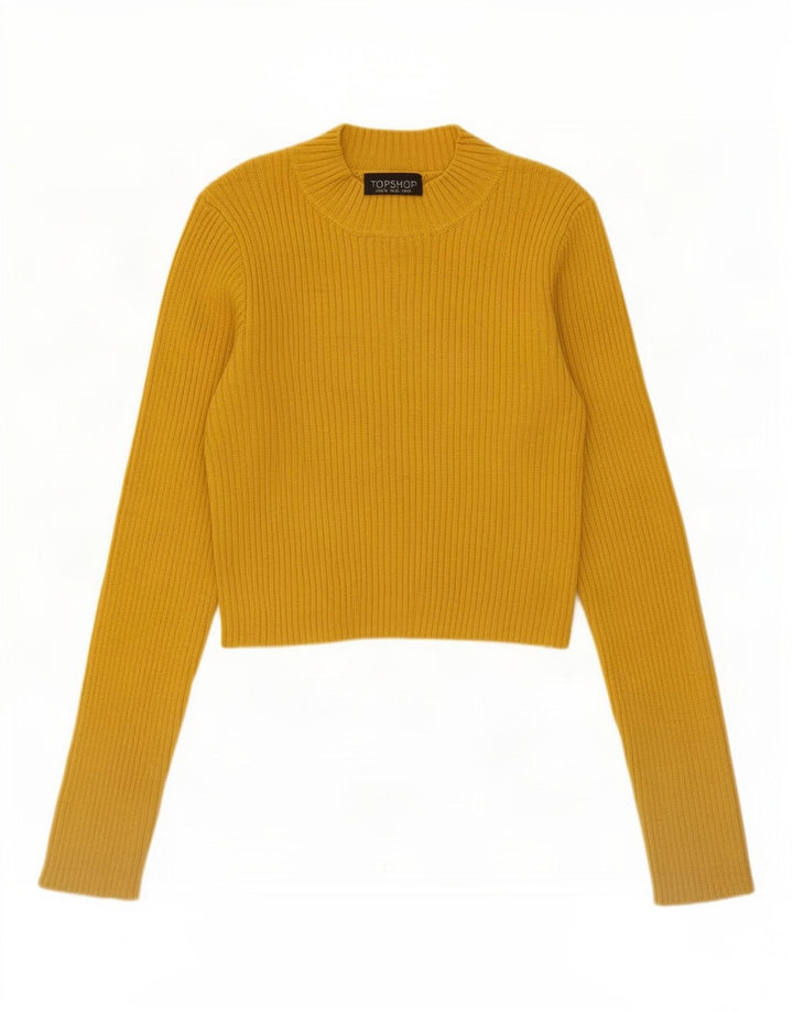 Topshop Damen Crop Rollkragenpullover Pullover UK 12 Mittelgelb