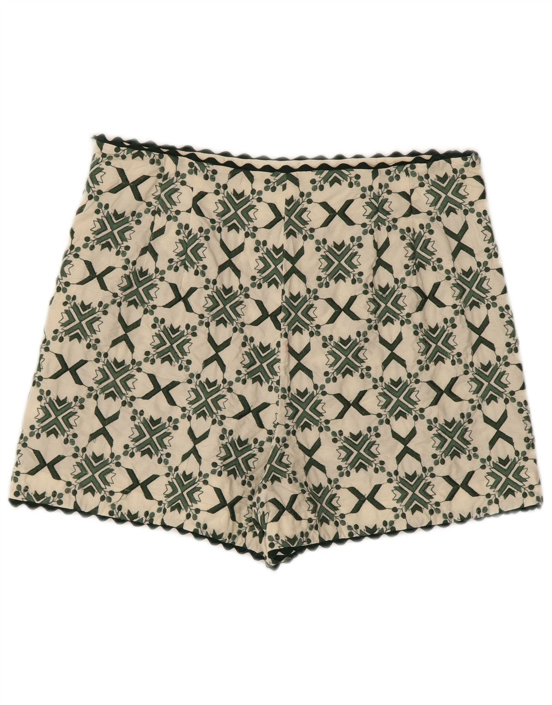 Lässige Damen-Shorts von Zara, Größe L, W30, gebrochenes Weiß, geometrisch