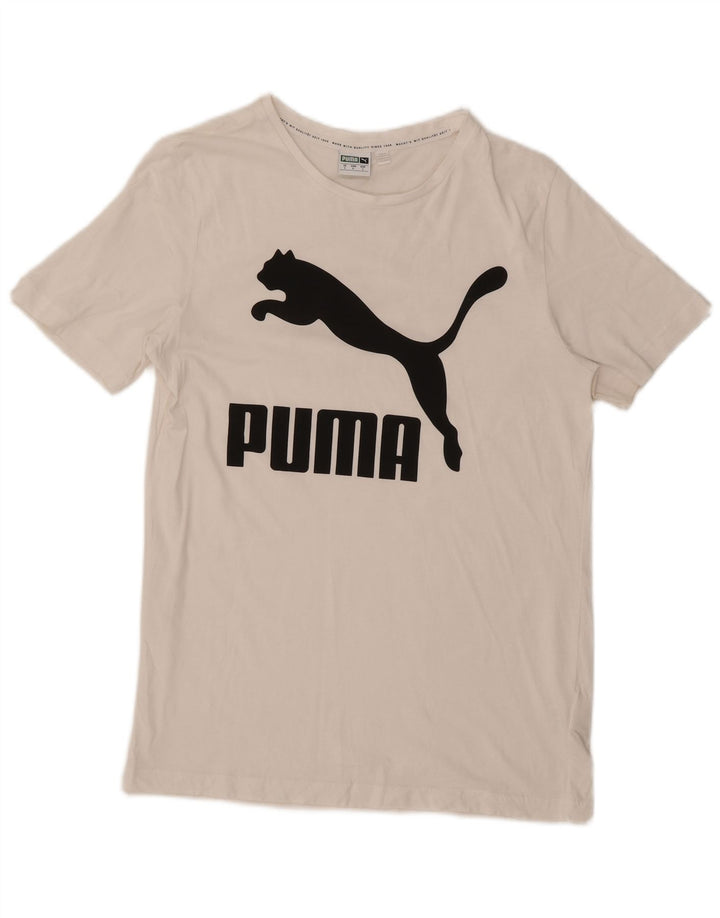 Puma Herren-T-Shirt mit Grafik, Größe S, weiße Baumwolle